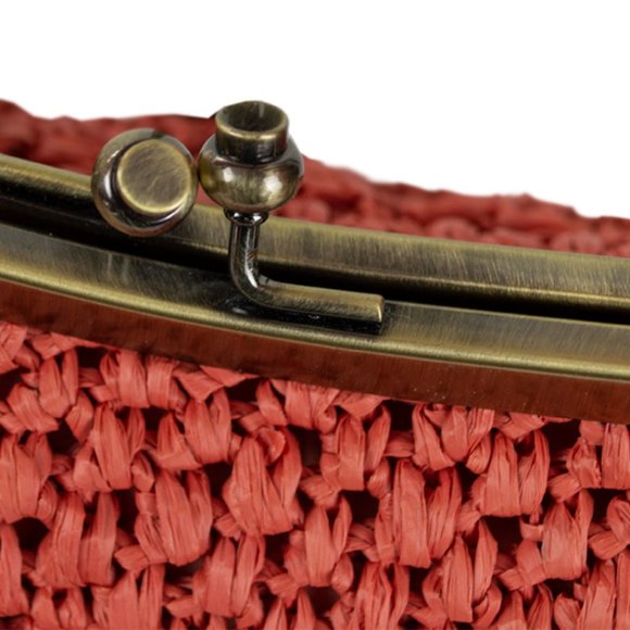 Patricia Nash Coral Laureana Scalloped Raffia Satchel Handbag - Picture 6 of 11